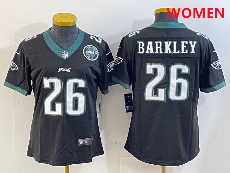 Women Philadelphia Eagles #26 Barkley Black Second generations 2025 Nike Vapor Limited NFL Jersey style 4->women nfl jersey->Women Jersey